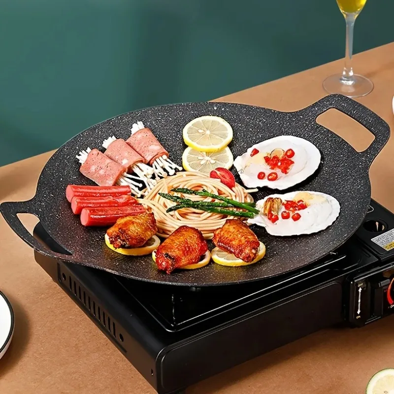 Korean Bbq Grill - Non-stick Roasting Pan Cast Iron Double