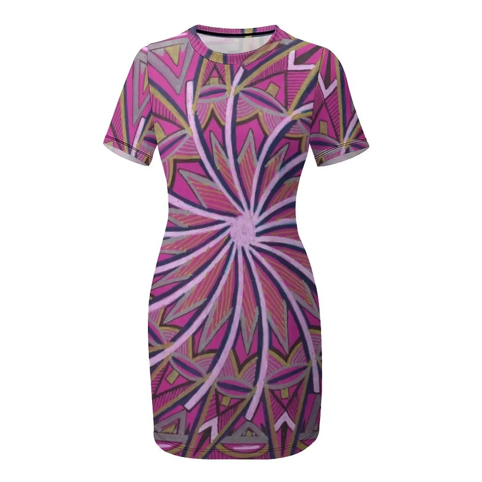 WHEEL OF LIFE Short-Sleeved Dr - Korean Women Lifestyle 评论和价格